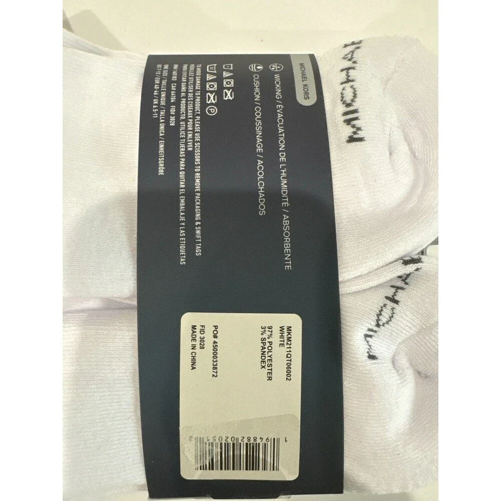 Michael Kors Mens White Low Cut Ankle Socks 6 Pack Cushioned Wicking One Size